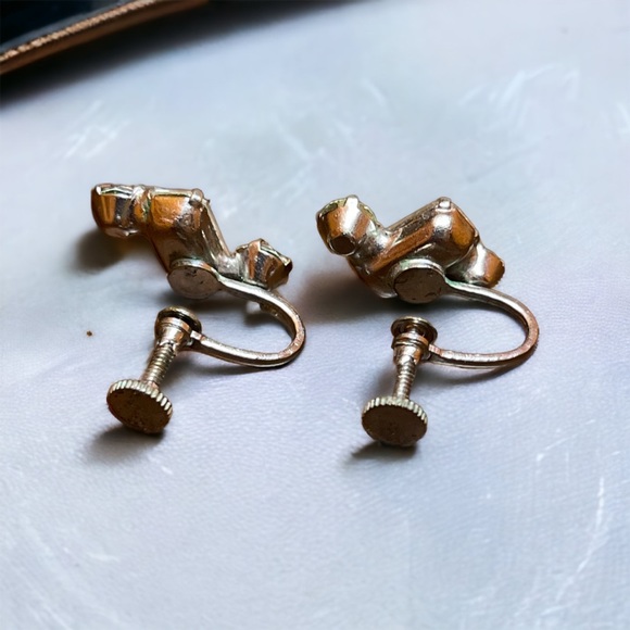 Rhinestone Screw Back Earrings - Picture 2 of 3